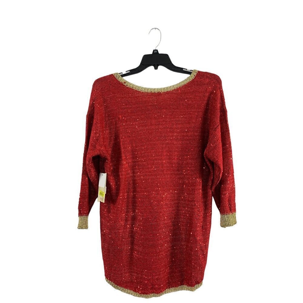 Reba Women's Sky Red & Gold Trim Women's Top - Picture 2 of 8